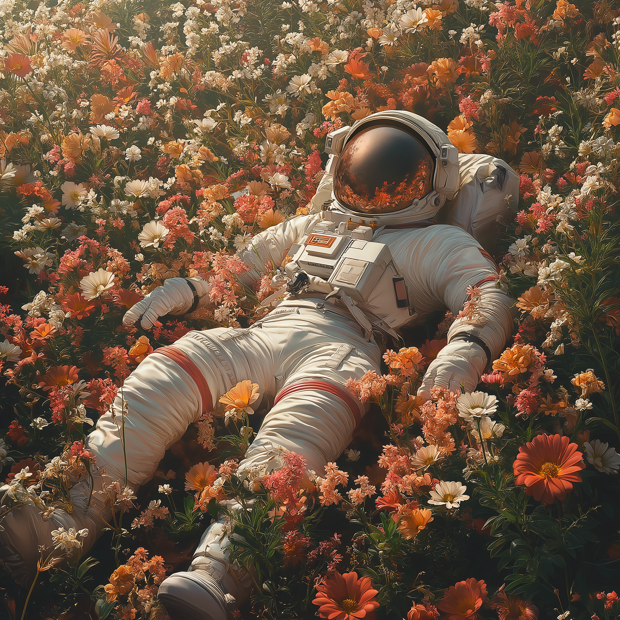 Astronaute dans les fleurs 2